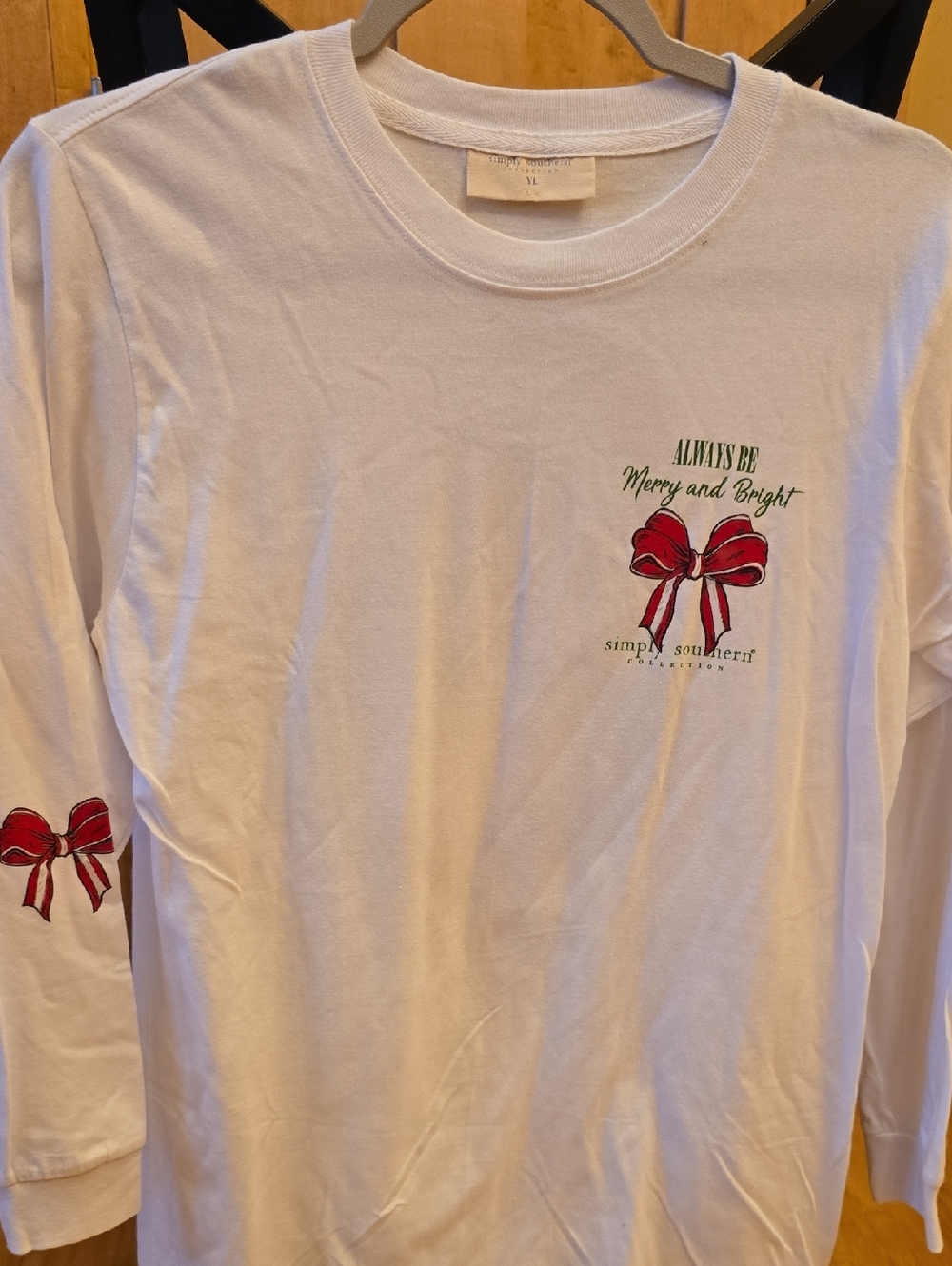 Simply Southern White Long-Sleeve Tee with Red Bow Graphics